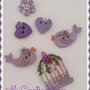 Bottoni artigianali "Sweet Bird" set of 6 pcs.