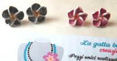 Orecchini a forma di fiore in fimo con cristallo swarovski idea regalo  per lei