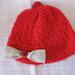 Cappellino rosso con perline rosse per bimba, Lana Merino e Cachemire, 