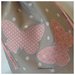 Sacchetto asilo in cotone tinta naturale a pois bianchi con farfalle rosa