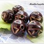 4 pz perla porcellana marrone-beads porcelain