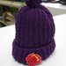 cappello bimba lana viola con pon pon e fiore