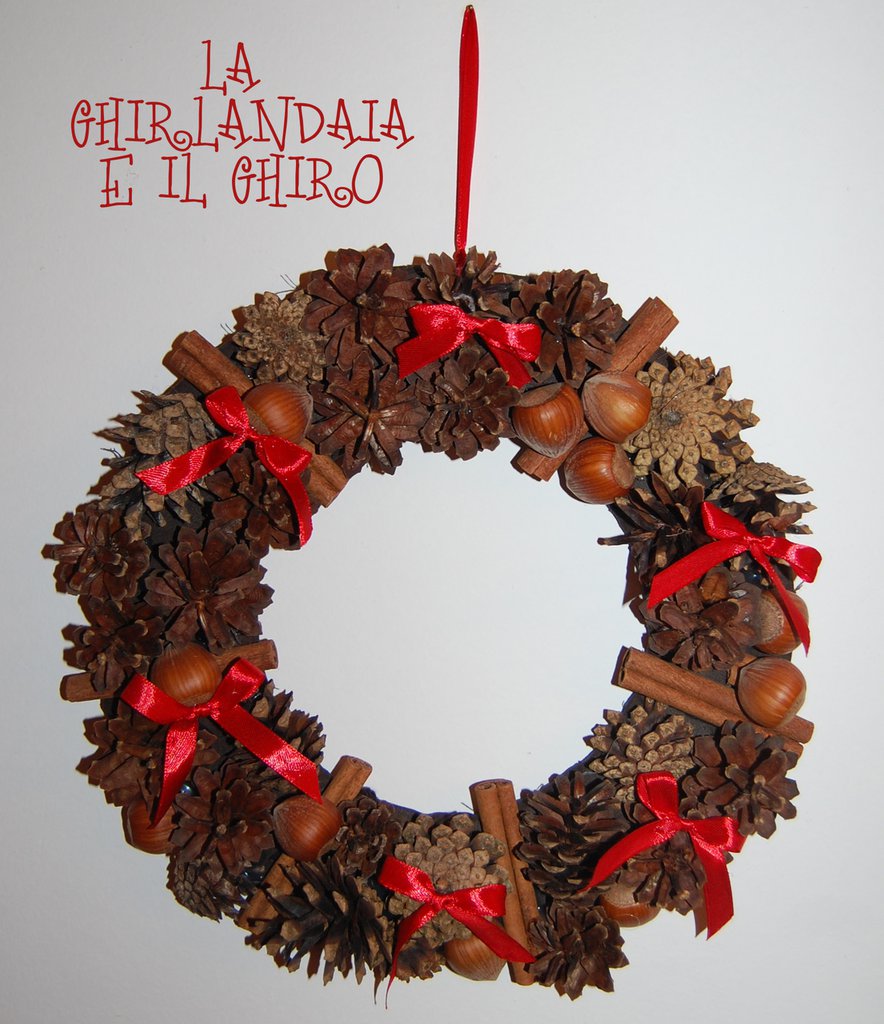 Marco Paul Ghirlanda Natalizia Rustica In Pino 30cm | Con Pigne, Arancia Secca, Bacche E Cannella - Decorazione Porta O Interni