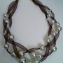 Collana leggerezza marrone con perle