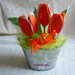Secchiello di Tulipani arancione all'uncinetto