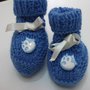 scarpette neonato in lana azzurra con gattino