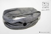 Sciarpa tubolare in tessuto di lana grigio a spina di pesce