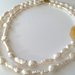 girocollo multifilo con perle di acqua dolce bianche barocche e in stick con quarzo giallo laterale