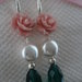 Orecchini Emerald con rose in resina  e pendente