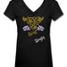 t-shirt donna nera fiori stilizzati