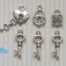 lotto 6 charms chiavi e lucchetti