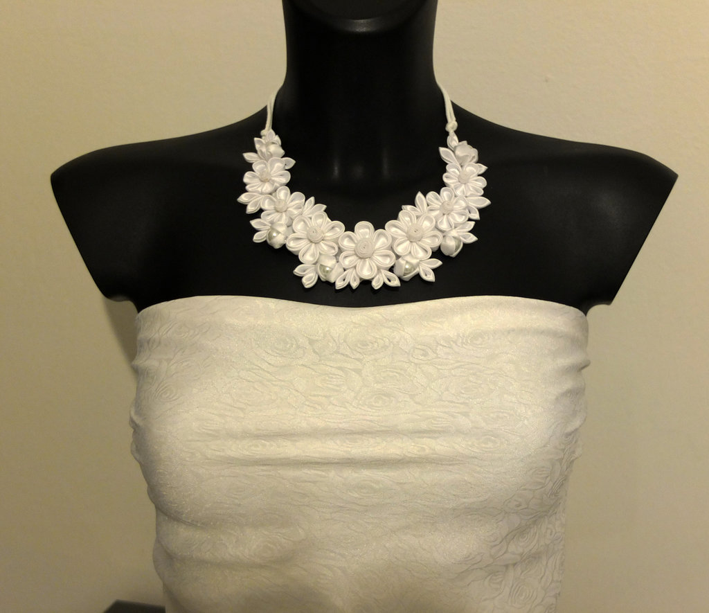 Set Gioielli Perle Finte Con Collana, Braccialetto E Orecchini - Colore Bianco, Per Matrimoni E Feste