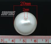 Distanziatore Perla grande 2 cm bianco Foro 2 mm