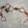 Bracciale con anelli di rame, giada canandese e corniola