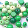 lotto 35 perle legno verde misto