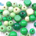 lotto 35 perle legno verde misto