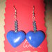 Orecchini pendenti con cuore azzurro in fimo