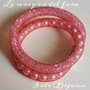 Bracciale rete tubolare rossa con perle e strass stile Stardust