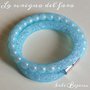 Bracciale rete tubolare azzurra con perle e strass stile Stardust