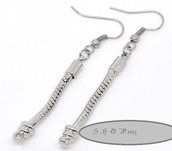2 basi (coppia) x orecchini snake per  perle a foro largo 7 cm con monachelle argento scuro