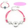 bracciale in alcantara  rosa con strass adatto a bottone a pressione(clip)