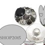 bottone a pressione, clip 2 cm dia  con strass multicolor  grigio/bianco/nero