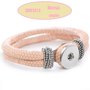 base Bracciale Braccialetto in ecopelle rosa  chiaro adatto  a bottone a a pressione(scatto