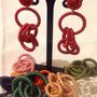 Orecchini chandelier in raffia rossa handmade