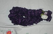 Sciarpa donna handmade con volants viola effetto vellutato 