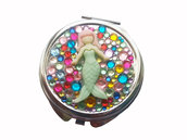 Specchietto compatto da borsetta sirena diamanti strass idea regalo sirenetta fashion