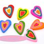 5 mix Perle  distanziatori  cuore multicolore 2,7 x2,1 cm in Legno