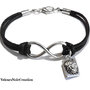 Bracciale con simbolo infinito e ciondolo cane  bulldog 