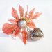 Orecchini a clip con fiore rosso fatto in Sospeso Trasparente con cuore pendente bijoux moda donna