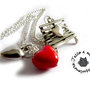 Collana da donna cuore Rosso Panchina dell'Amore & Argento idea regalo