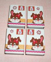 Pasqua Collection^^ - Lotto Scatoline decorate per regali e pensierini di pasqua - Bunny in Chocolate&Red (4pz)