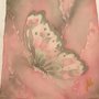 Sciarpa di seta dipinta a mano - Farfalla rosa