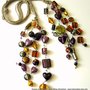 Collana "cascata di murrine" con murrine di vetro e filato di puro lino 