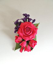 Spilla "Bouquet di rose" fatta a mano