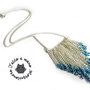 Collana pendente frange in metallo sfumato Blu Turchese & silver boho coachella