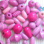 maxi lotto 40 pz perle legno toni rosa