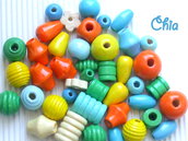 maxi lotto 50 pz perle legno vari colori e dimensioni