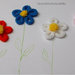 4 fiori a tricotin in lana con pon pon : decorazioni per nascite e battesimi, feste e compleanni bambini