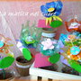 Sbocciano i fiori di tutti i colori!! Fiori in plastica pet in vaso con fogliolina porta messaggio/foto o segnaposto