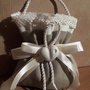 BOMBONIERA MINI BAG  STILE SHABBY CON GESSETTO CUORE PROFUMATO 