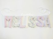 Melissa: lettere di stoffa imbottite glicine e lilla per decorare la cameretta!