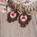Orecchini pendenti vintage style tono bronzo, orecchini in fimo, pendente vintage, orecchini chabby, decorati con rosa smaltata