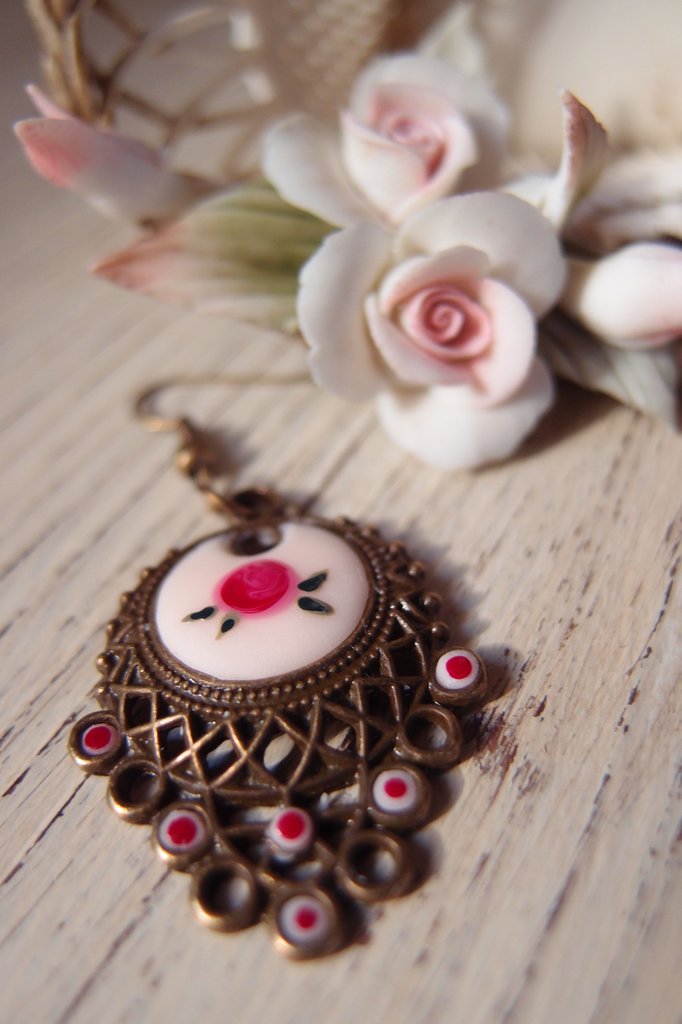 Orecchini Pendenti Antichi, Metallo Color Bronzo E & Marcasite - Foto 8