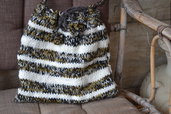 Borsa di lana tracolla diverse tonalità di marrone e panna
