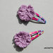 Coppia mollette clip per capelli a fantasia con decorazione fiore lilla ad uncinetto - accessori per bambine, per ragazze, per donne