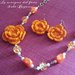 Collana con fiore arancione uncinetto e orecchini abbinati